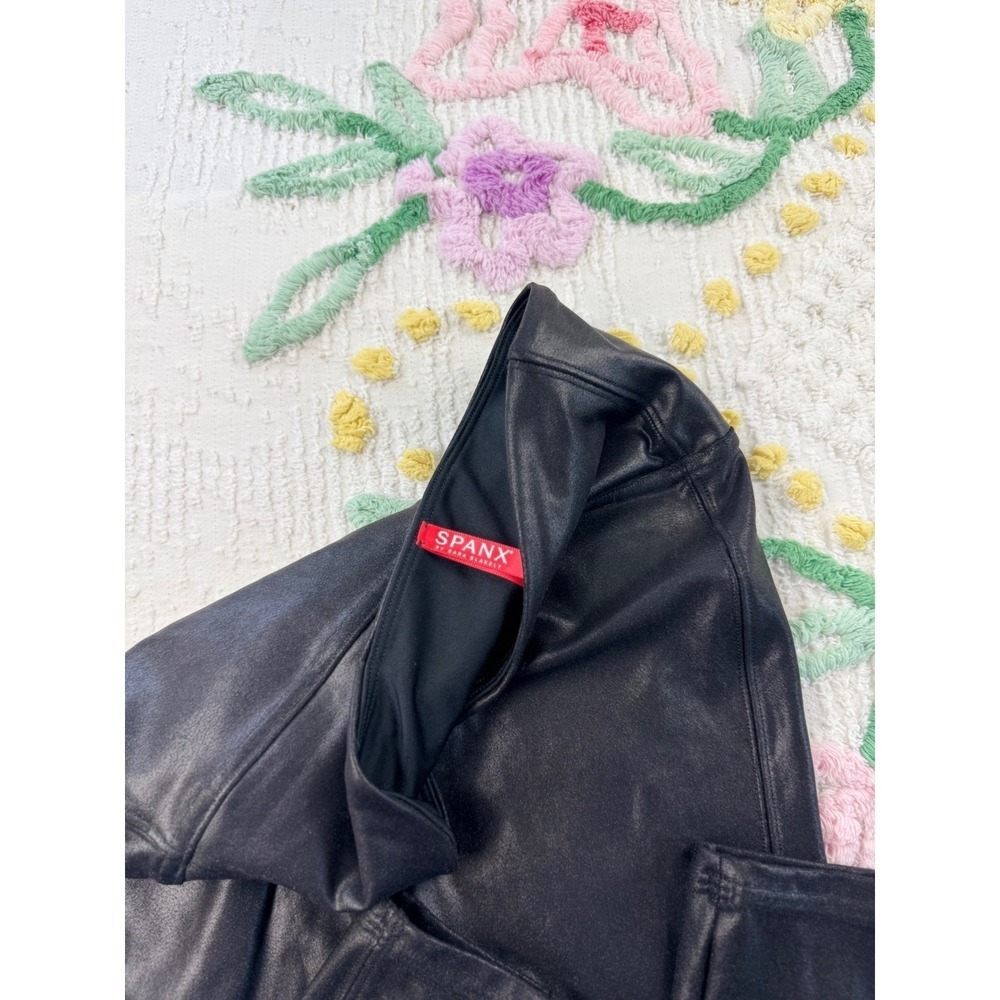 SPANX Small Petite Faux Leather Leggings High Waist Black Pull On Pants‎ - Picture 4 of 9